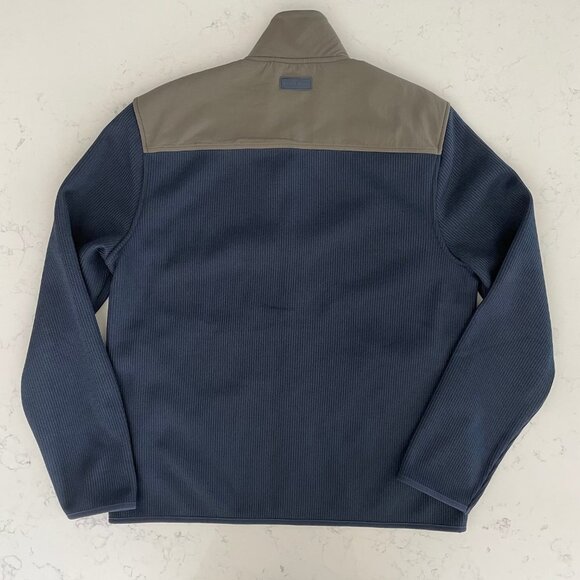 Perry Ellis Full Zip Two Color Fabric Design Jacket Olive Green + Navy Sz M - Picture 9 of 15